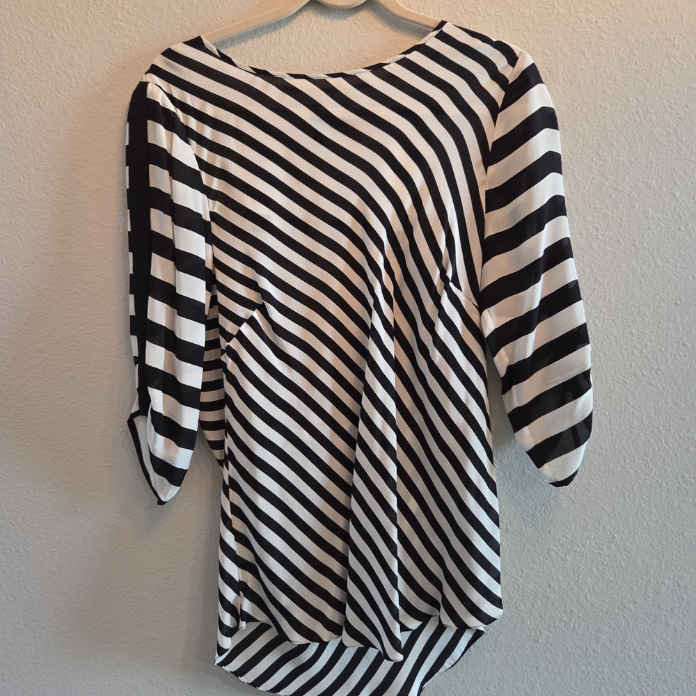 Striped Black and White Women's Top